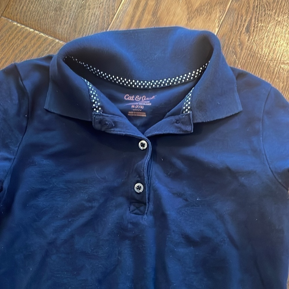 EUC Cat & Jack School Uniform Navy Blue Polo Size Medium 7/8 - Picture 3 of 3